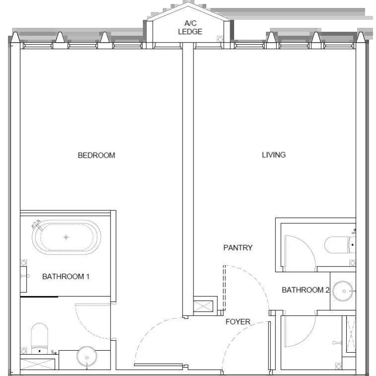 Phoeniz dual-key suite floor plan, Type B1 657 sqft and B2 678 sqft